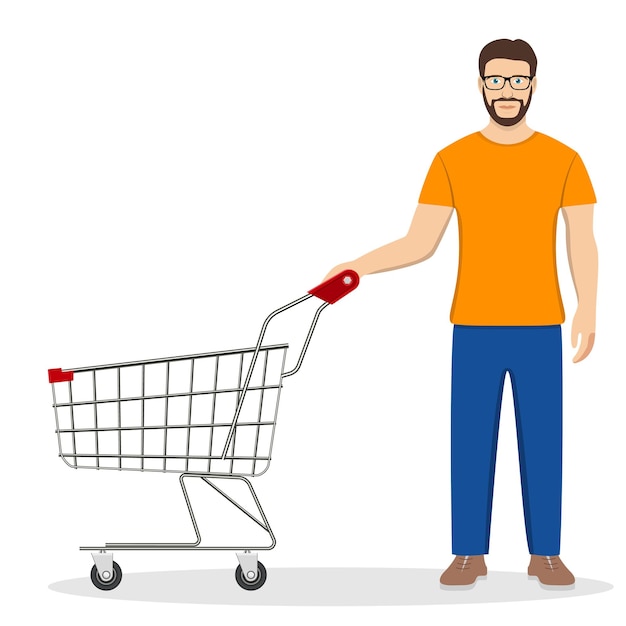Hombre de compras con un carrito