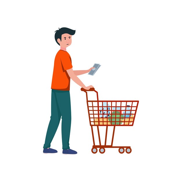 Hombre, compras, vector, ilustración