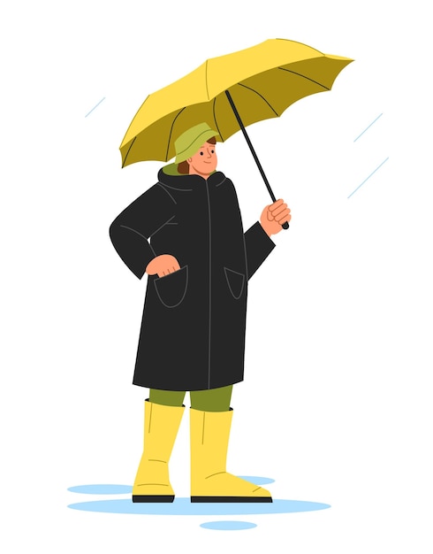 Hombre con concepto de vector de paraguas