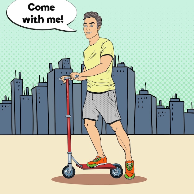 Hombre conduciendo patineta en la ciudad