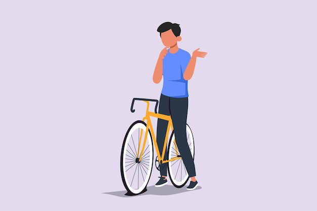 Hombre confundido en dudas y pensamientos concepto Ilustración de vector plano coloreado aislado