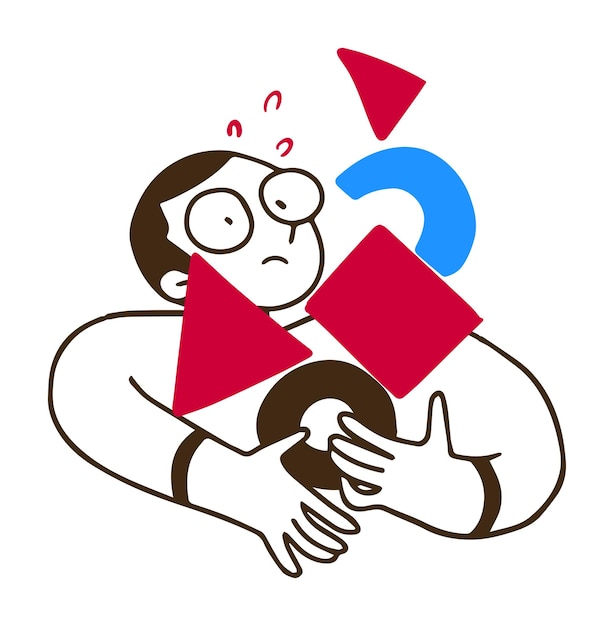 El hombre confundido por las flechas ilustración