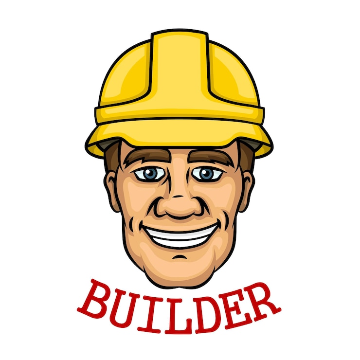 Vector hombre constructor sonriente con casco