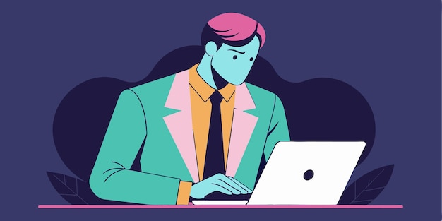 un hombre con una corbata y una computadora portátil con un hombre trabajando en ella