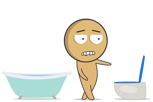 El hombre corre al baño