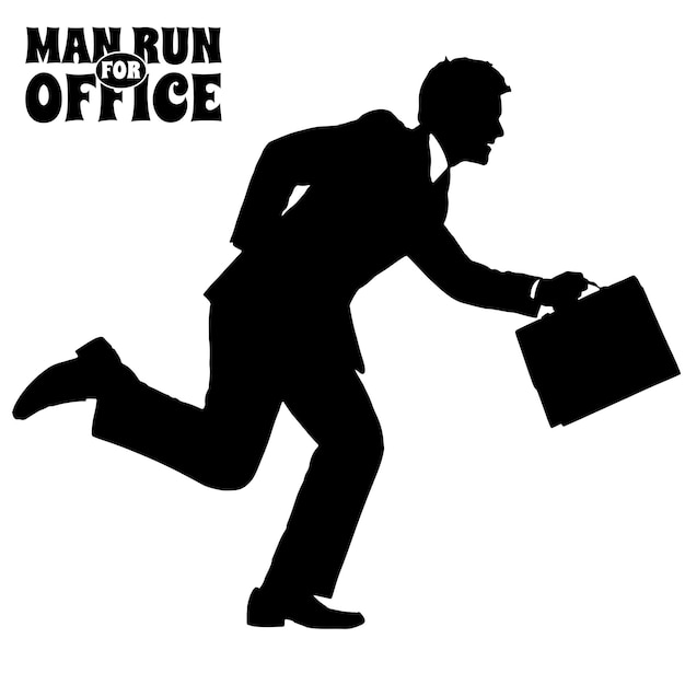 Hombre correr para la silueta de la oficina