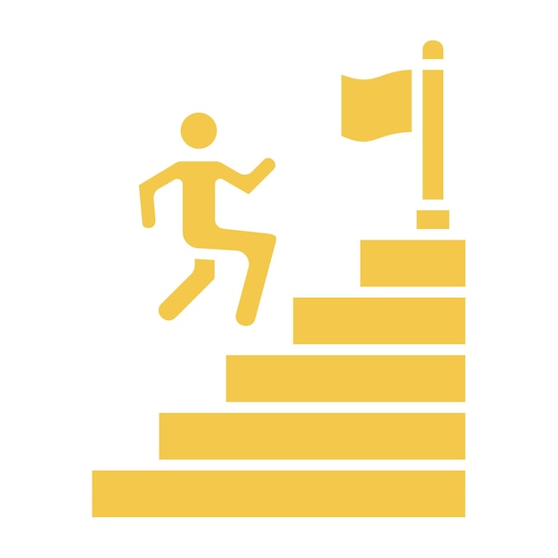 Vector un hombre está corriendo por un conjunto de escaleras con un letrero que dice paso