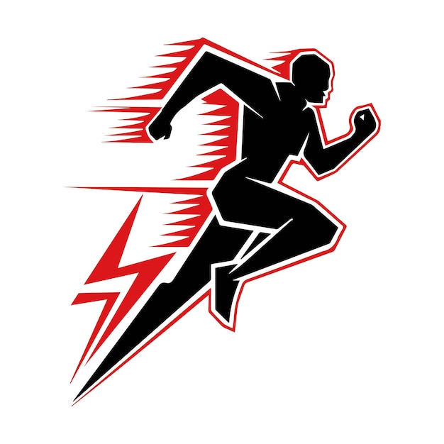 un hombre corriendo con forma de poder vector de estilo geométrico