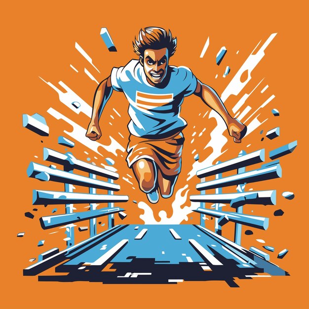 Hombre corriendo Ilustración vectorial de un hombre saltando un obstáculo