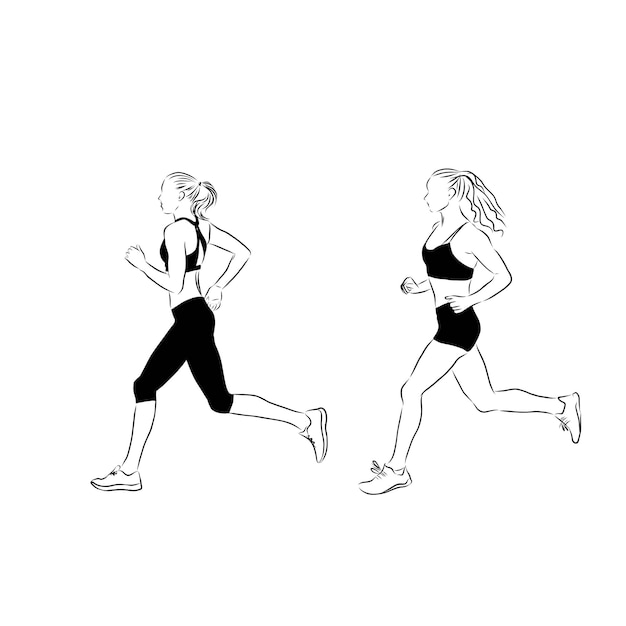 Hombre corriendo ilustraciones vectoriales en el estilo de dibujo a tinta