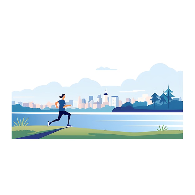 Hombre corriendo junto al mar vector plano svg color sólido