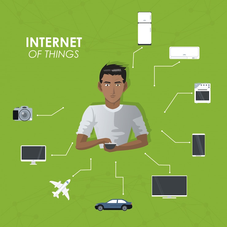 Vector hombre de las cosas de internet