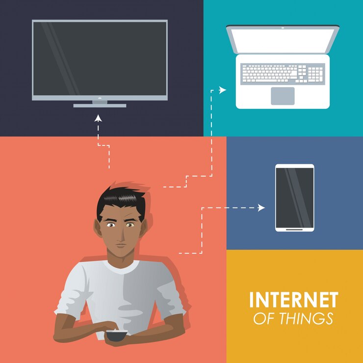Vector hombre de las cosas de internet