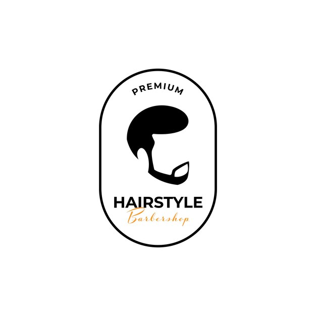 Hombre creativo peinado barbudo logotipo diseño ilustración símbolo icono