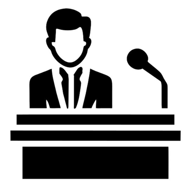 un hombre dando un pictograma de discurso