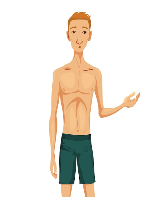 Hombre débil Vector ilustración de dibujos animados plana