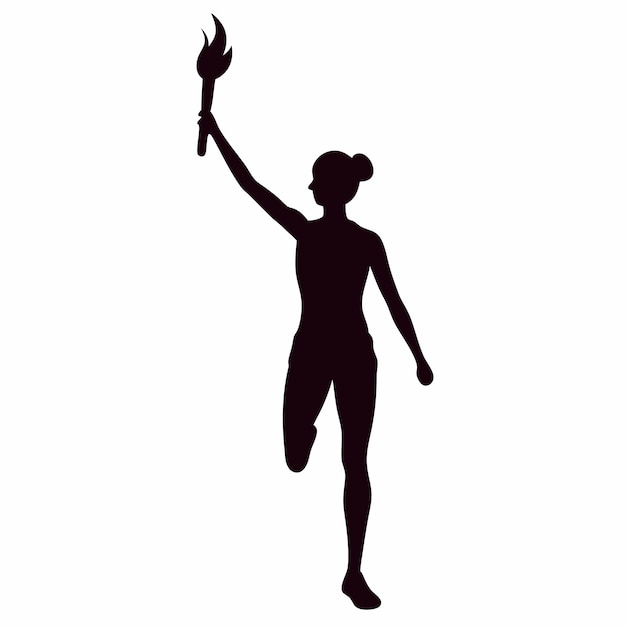 un hombre deportivo de pie sosteniendo una antorcha ilustración de arte vectorial