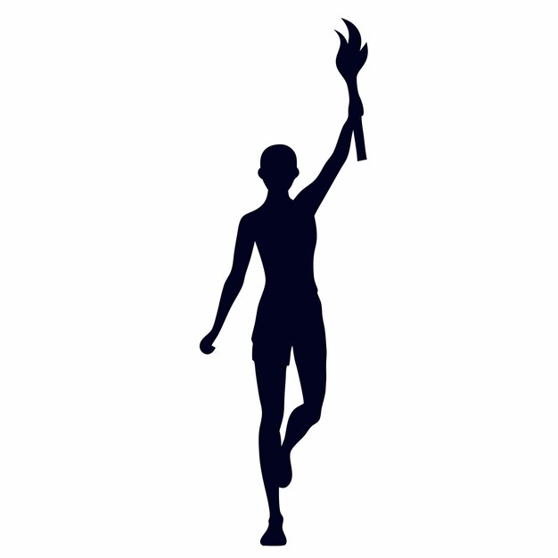 un hombre deportivo de pie sosteniendo una antorcha ilustración de arte vectorial