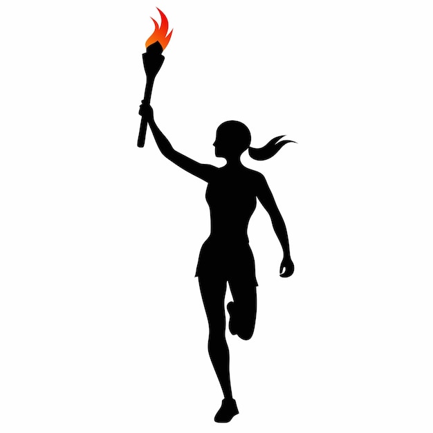 un hombre deportivo de pie sosteniendo una antorcha ilustración de arte vectorial