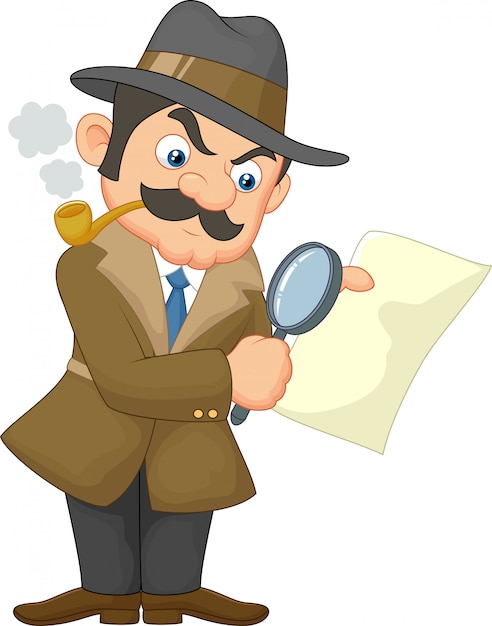 Vector hombre detective de dibujos animados