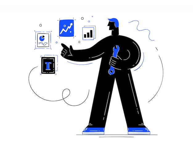 Hombre con diagramas