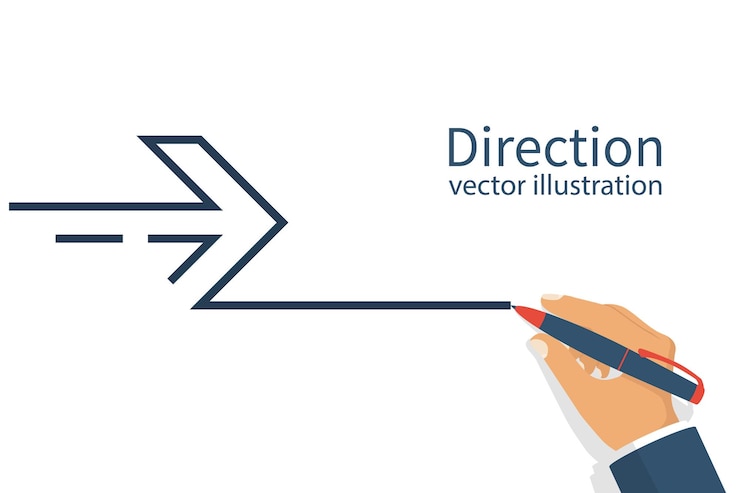 Vector el hombre dibuja la mano en forma de un indicador de dirección de flecha flecha abstracta plantilla de línea de diseño mínimo