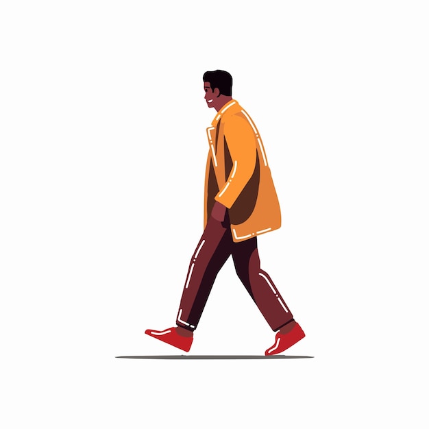 Hombre dibujado a mano caminando en estilo plano