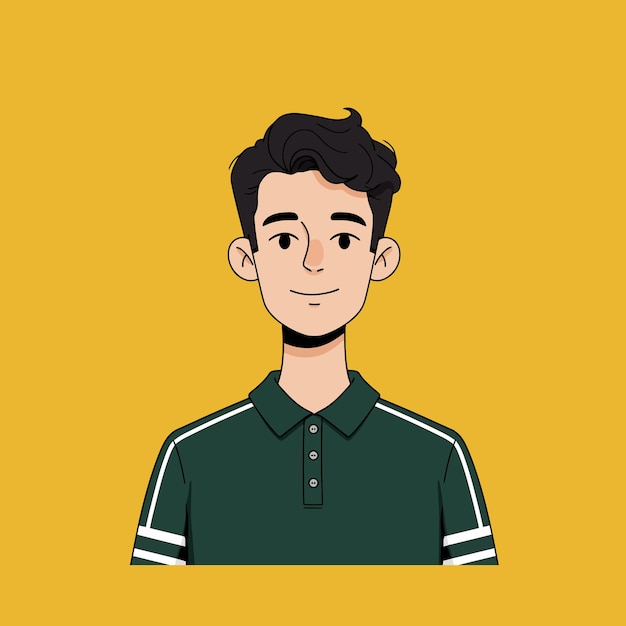 El hombre de dibujos animados Avatar Ilustración Camiseta de polo verde oscuro