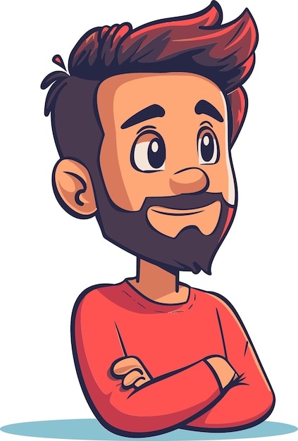 un hombre de dibujos animados con una barba y una camisa roja