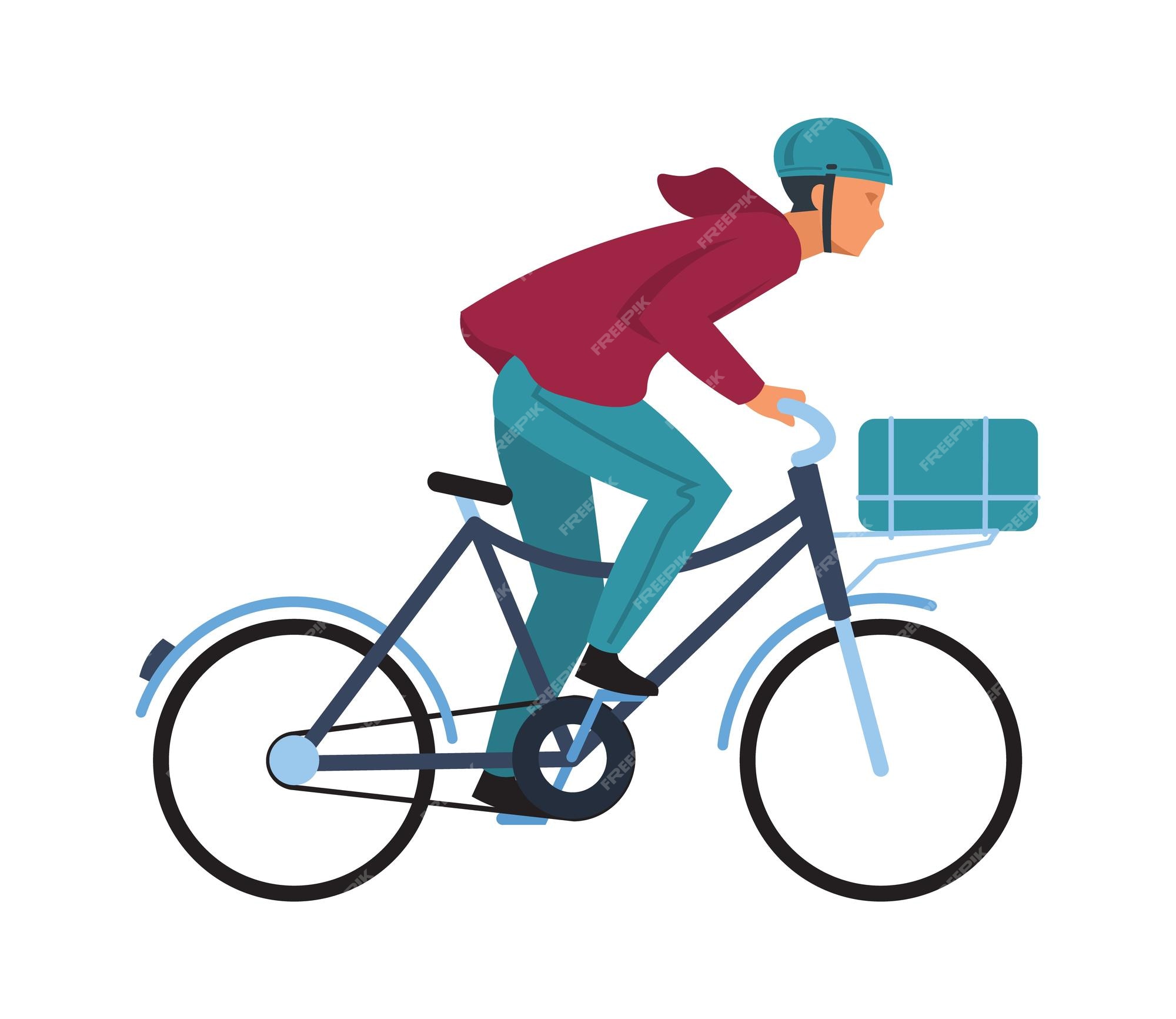 Hombre de dibujos animados en bicicleta personaje simple en ropa casual y paseos en casco bicicleta ciclista chico deporte y ocio saludable estilo de vida adolescente actividades al aire libre en