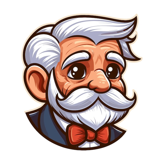 Hombre de dibujos animados con bigote de barba y corbata de papilla Ilustración vectorial