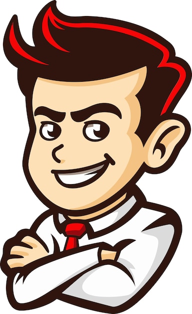 un hombre de dibujos animados con una corbata roja y una camisa blanca con un dibujo animado en él