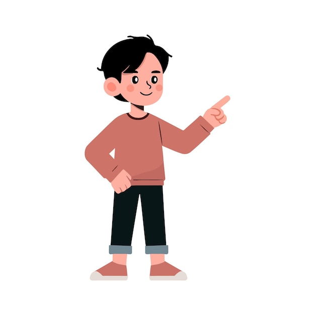 Hombre de dibujos animados con un dedo señalador