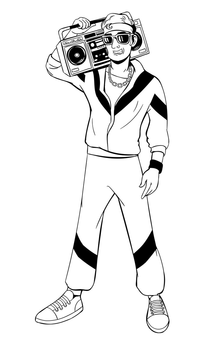 Vector hombre en dibujos animados estilo cómic popart de los años 80 y 90