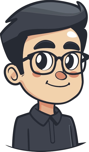un hombre de dibujos animados con gafas en un fondo blanco