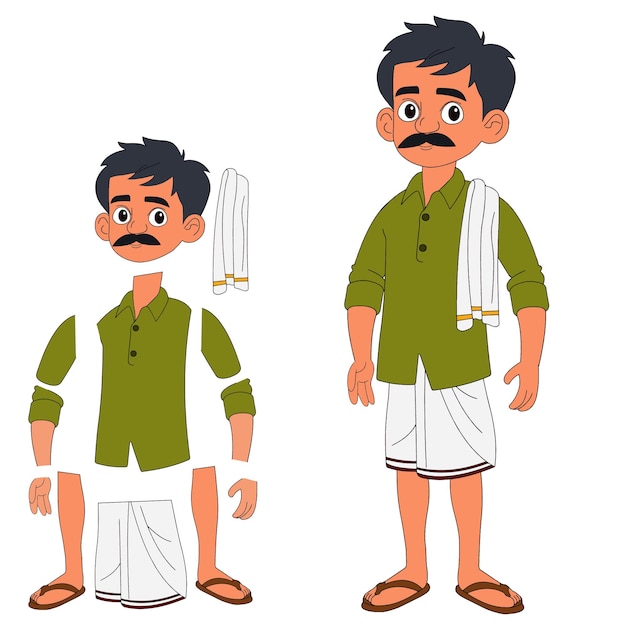 Hombre de dibujos animados de la India hoja de modelo