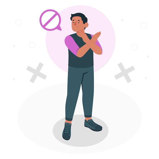 Hombre diciendo que no hay ilustración del concepto