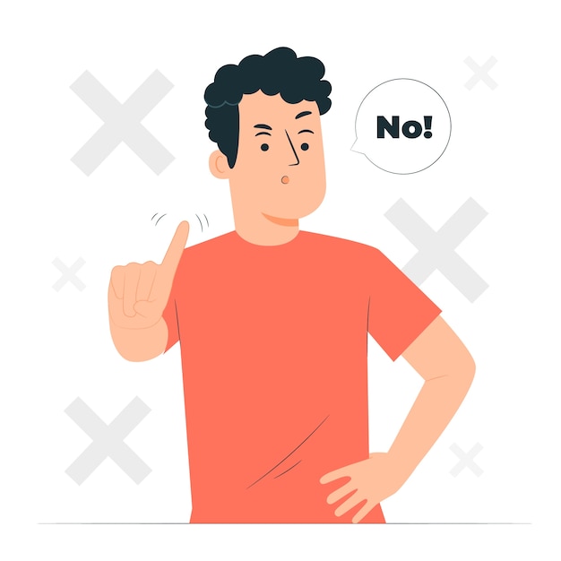 Hombre diciendo que no hay ilustración del concepto