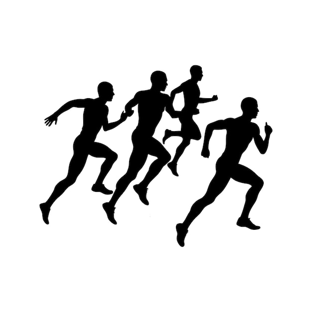 Un hombre diferente corriendo siluetas de arte