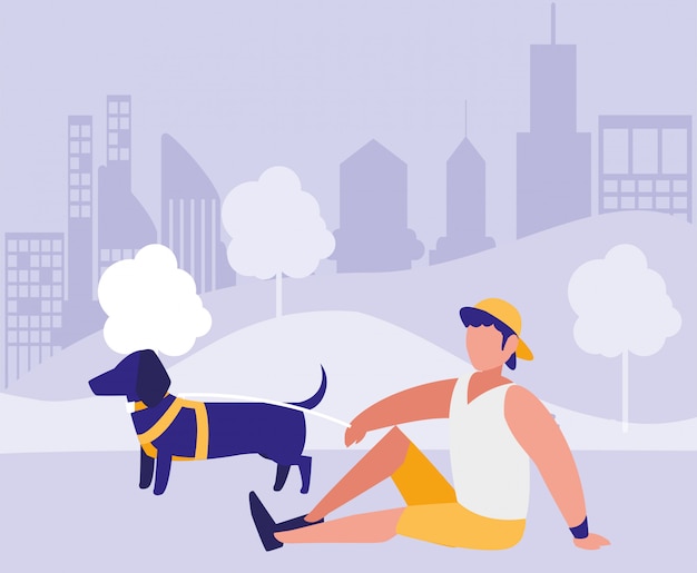 Hombre en diseño vectorial de parque
