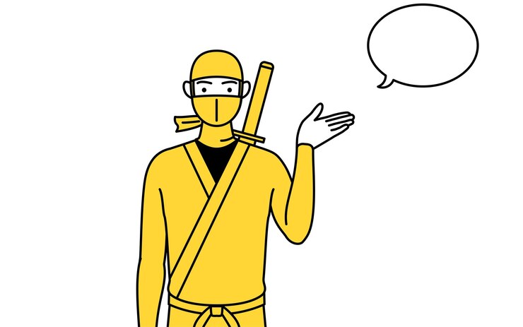 Vector un hombre disfrazado de ninja dando instrucciones con un limpiaparabrisas