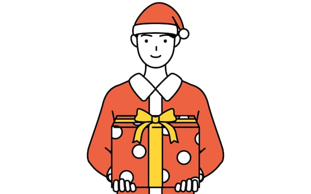 Hombre disfrazado de Papá Noel que viene a dar regalos