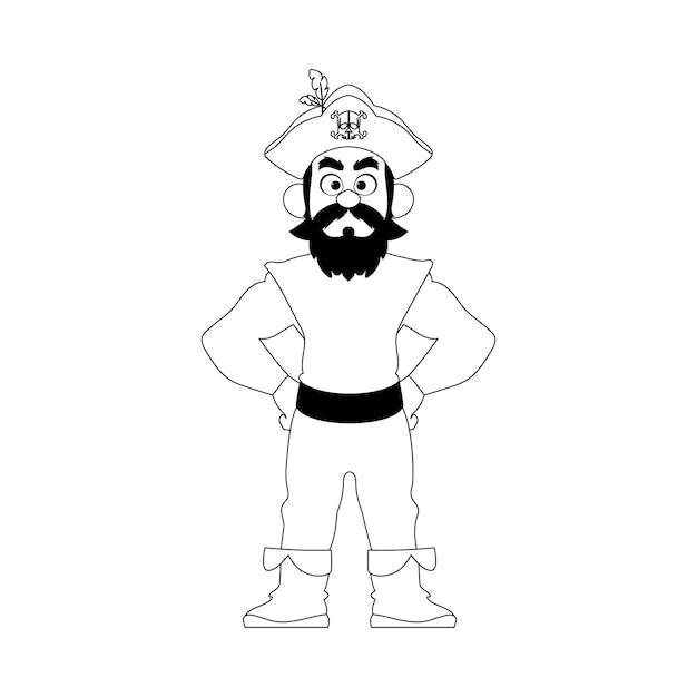 Hombre divertido y estricto pirata Chico disfrazado de pirata Estilo para colorear