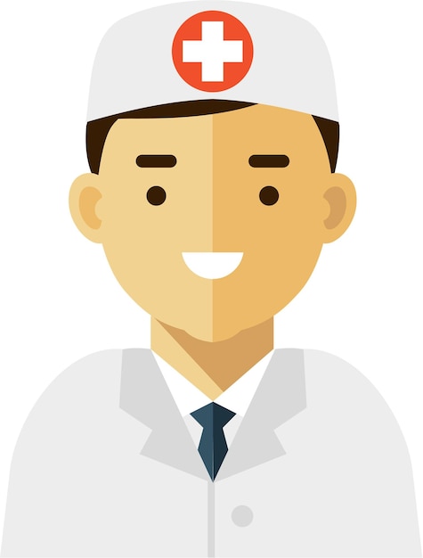 Vector hombre doctor avatar cara icono estilo plano