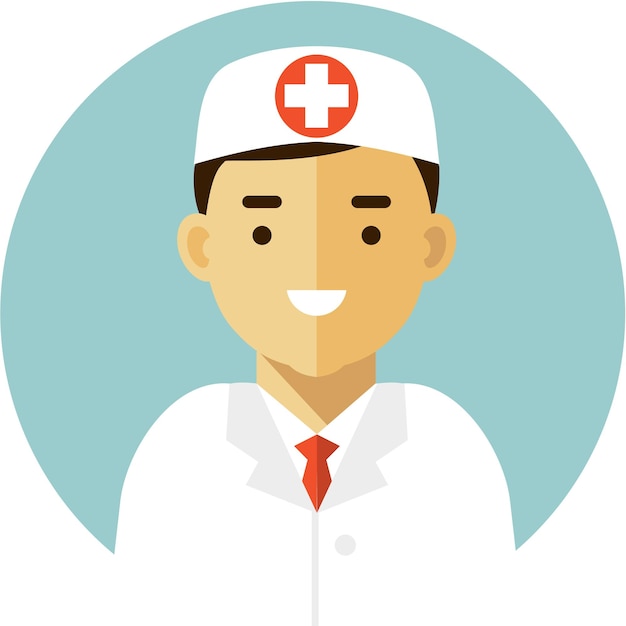 Hombre Doctor Avatar Cara Icono Estilo Plano