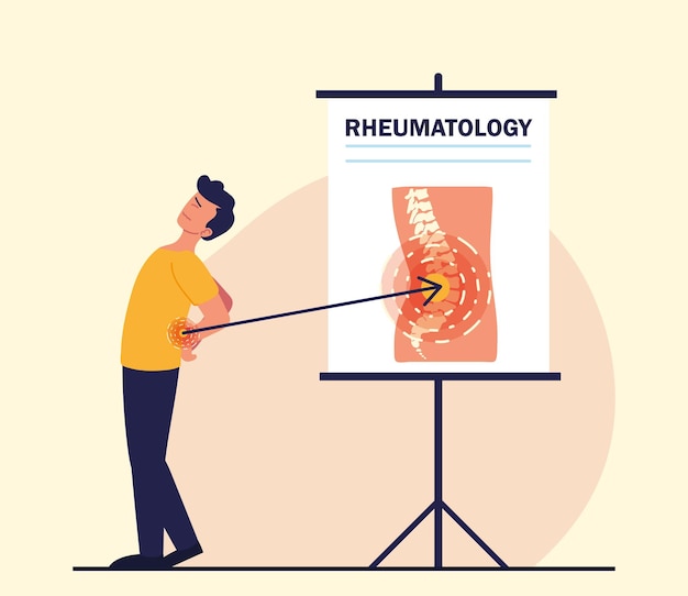 Vector hombre con dolor de columna