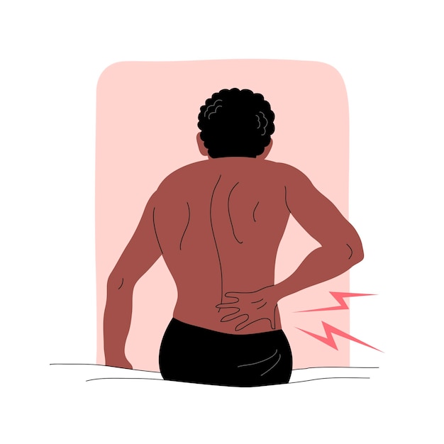 Un hombre con dolor de espalda se sienta en una cama