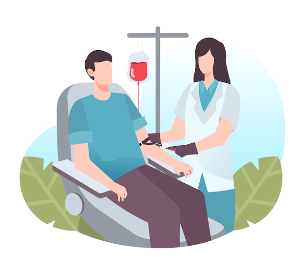 Hombre donando sangre ilustración