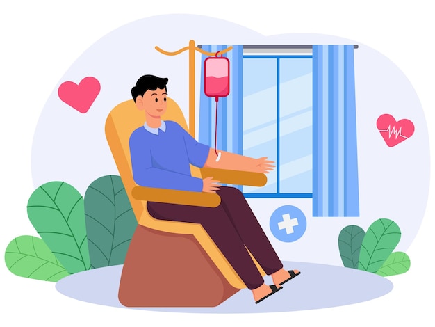 Hombre donando sangre ilustración