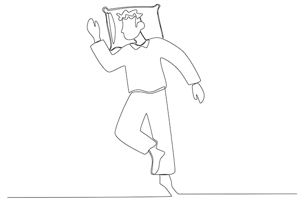 Un hombre durmiendo boca arriba dormir dibujo de una línea